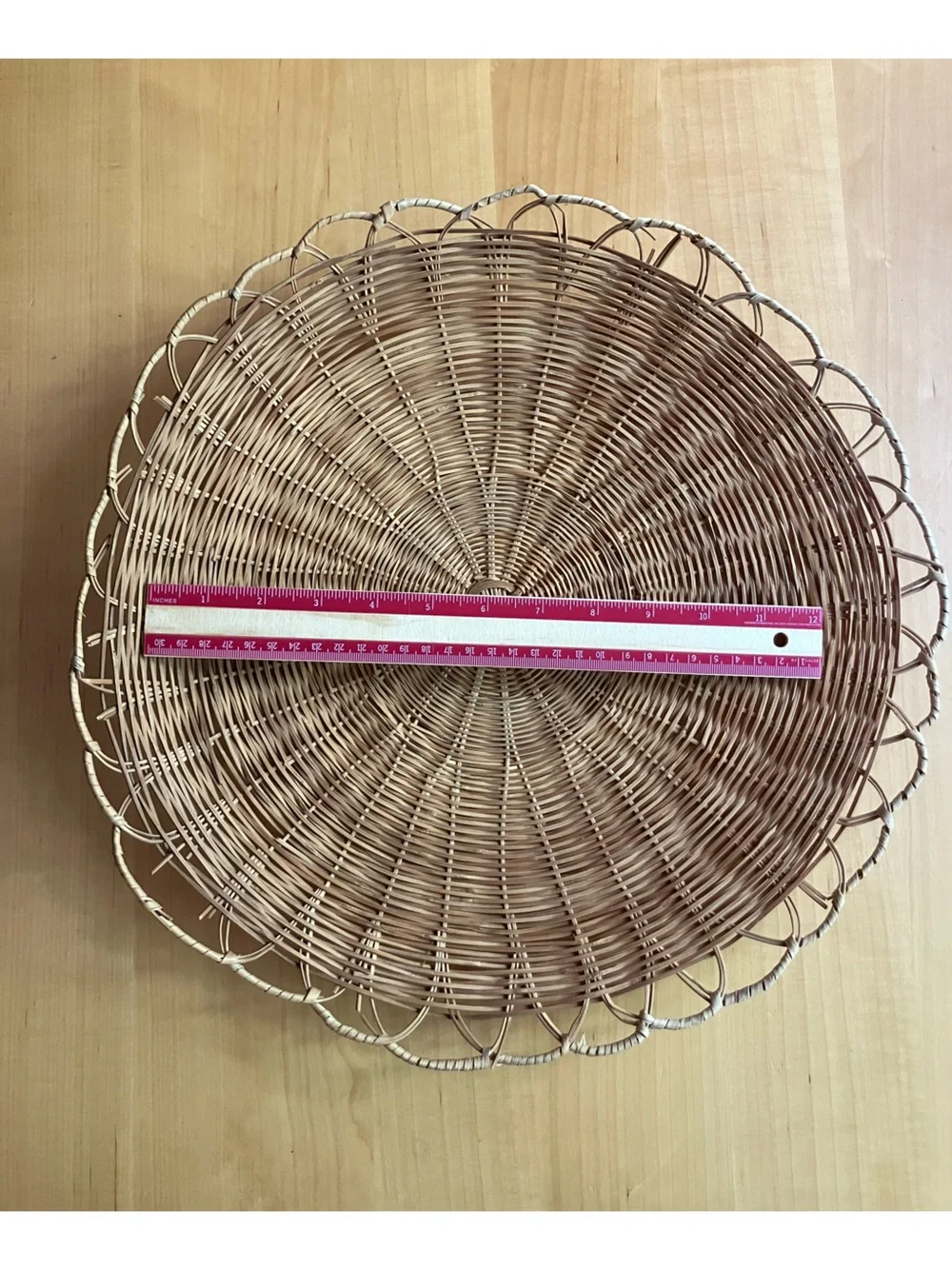 Woven Round Rattan Serving Tray - Natural Brown